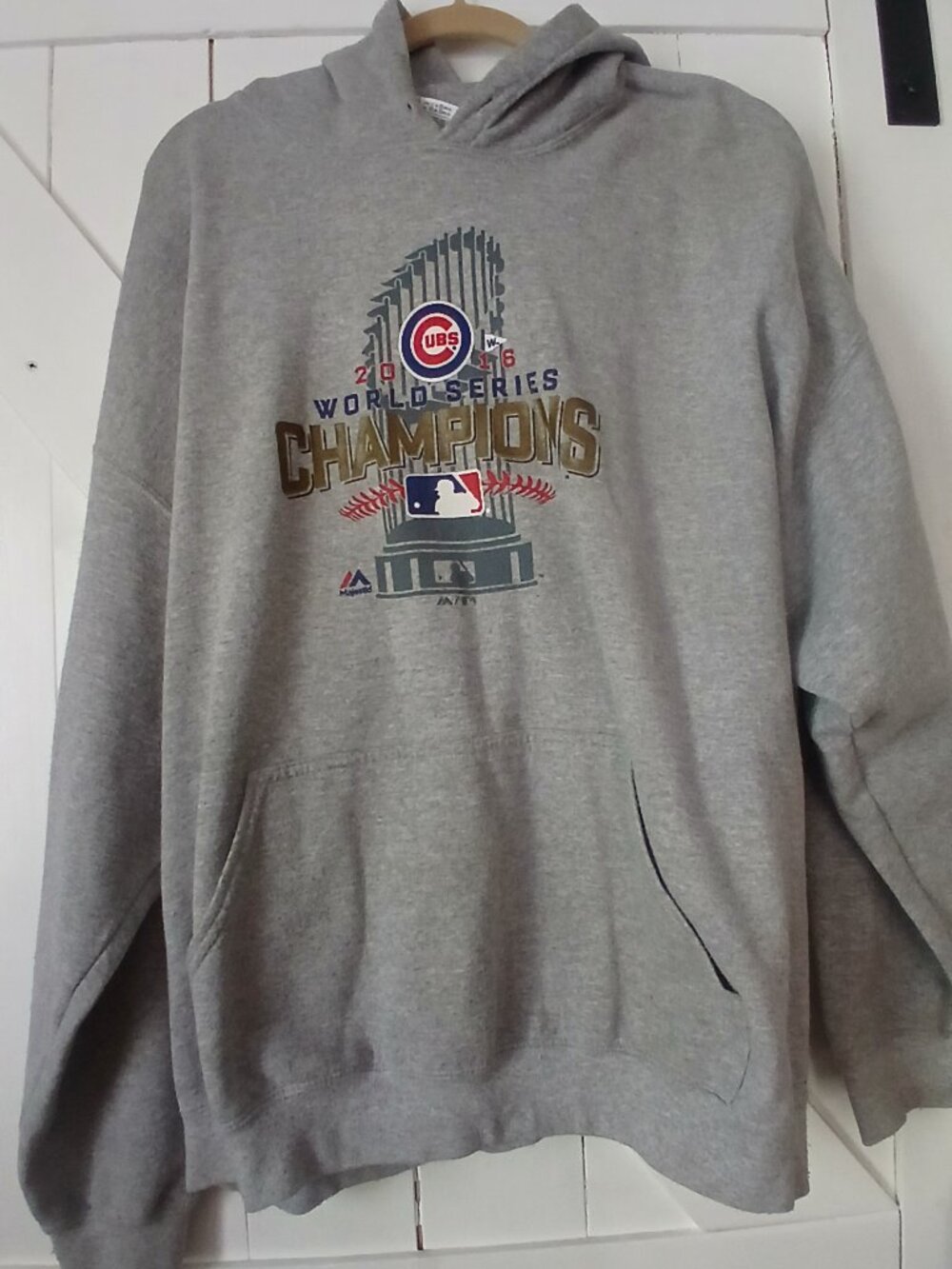 Gildan Chicago Cubs Gray World Champion 2016 Hooded Sweatshirt 2XL